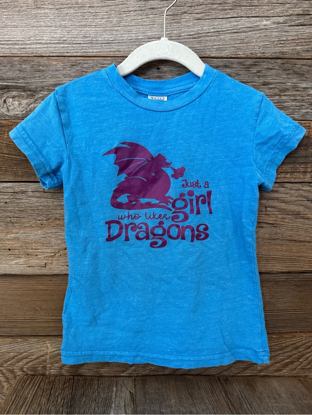 Kids Graphic Tee - Blue 'Just a Girl Who Likes Dragons'